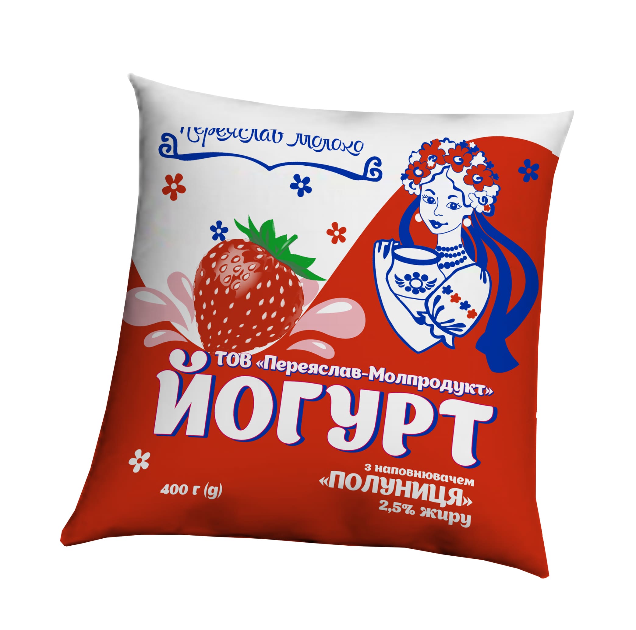 Йогурт з наповнювачем "Полуниця" / ТМ Переяслав Молоко / плівка 400г